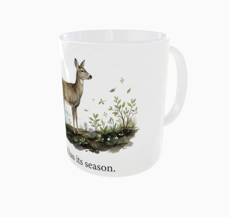 Everything Has Its Season – kubek ceramiczny, widok z prawej strony