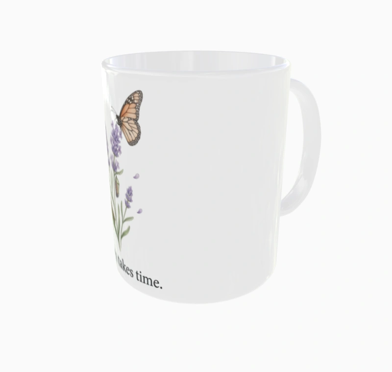 Growth Takes Time – kubek ceramiczny, widok z prawej strony