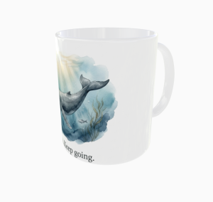Breathe. Keep Going. – kubek ceramiczny, widok z prawej strony