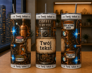 Personalizowany tumbler Coffee is my Fuel z własnym napisem
