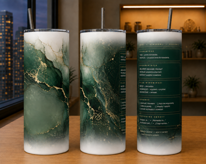 Tumbler Myśl, uzasadnij, podsumuj – język polski, 591 ml