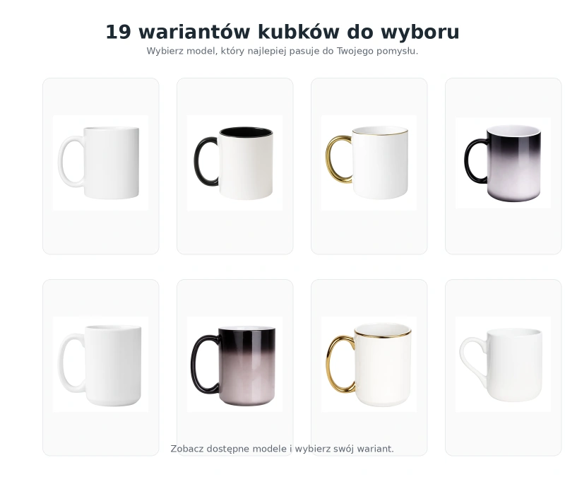 Warianty kubków firmowych do personalizacji z logo