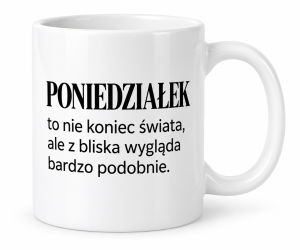 Kubek ceramiczny „Poniedziałek: tryb przetrwania” z autorską grafiką Pure Character